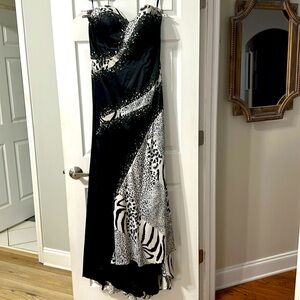 Night Moves Black and White Beaded Prom Dress